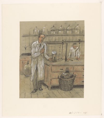 Dva muži v laboratoři od Herman Heijenbrock (possibly)