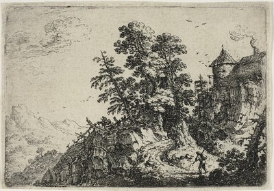 Poutníci na klikaté cestě, od Six Landscapes od Herman Saftleven