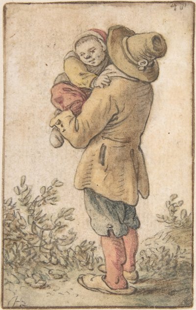 Sedlák s dítětem, 17. století. od Herman Saftleven the Younger