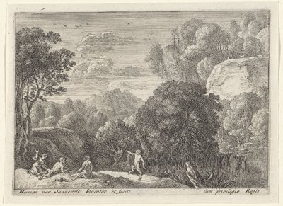 tančící satyr Krajiny se satyry (název série) od Herman van Swanevelt