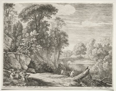 Osel vedl k řece, c. 1652-1654. od Herman van Swanevelt