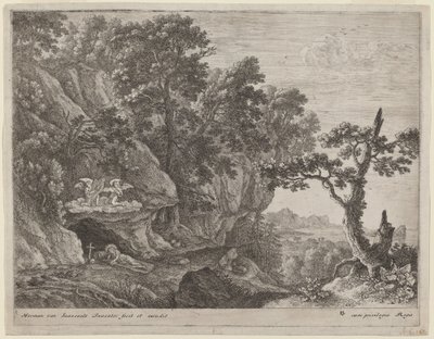 Kající Magdalena v krajině od Herman van Swanevelt