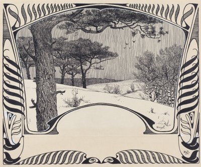 Zimní krajina uvnitř Jugendstil hranice od Hermann Hirzel