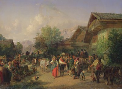 Návrat domů z alpské pastviny, 1848 od Hermann Kauffmann