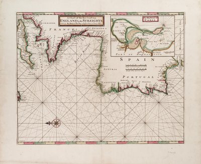 Mapa mořského pobřeží od Anglie po Streights od Hermann Moll