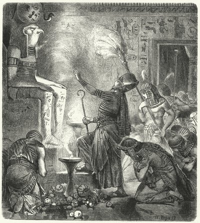 Mladý egyptský faraon v chrámu od Hermann Vogel