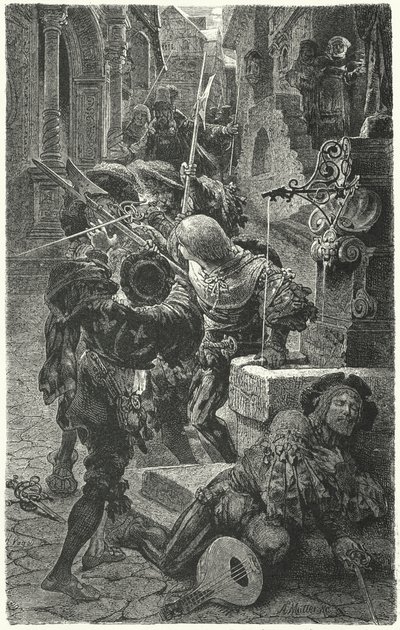 Střet mezi studenty a landsknechty v Erfurtu, 1510 od Hermann Vogel