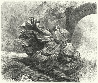 Frederick Barbarossa tonoucí se v řece Saleph na třetí křížové výpravě, 1190 od Hermann Vogel