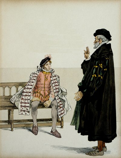 Henri IV (1553-1610) před svým profesorem La Gaucherie. Ilustrace Hermann Vogel (1856-1918) v „“ Henri IV““ od Hermann Vogel