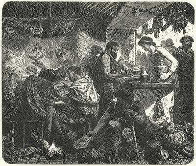 Scéna v hospodě ve starověkém Římě od Hermann Vogel
