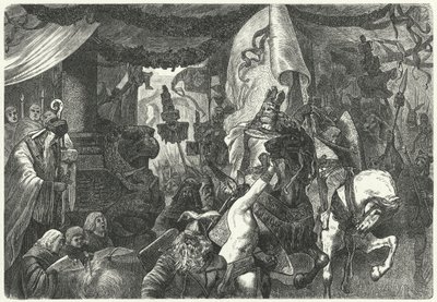 Theoderic Veliký, král Ostrogótů, vjíždí do Říma od Hermann Vogel