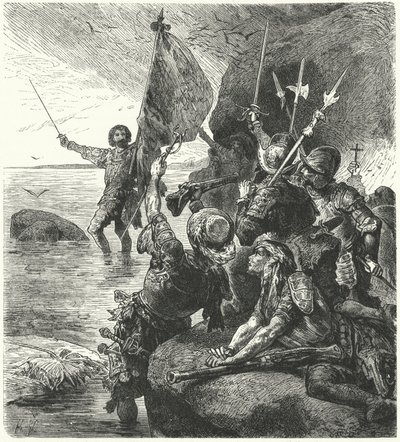 Vasco Nunez de Balboa si nárokuje Tichý oceán pro Španělsko, 1513 od Hermann Vogel