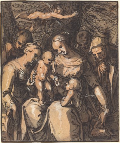 Svatá rodina se svatými [recto] od Hermann Weyer