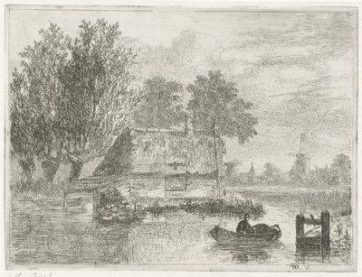 Muž s barelem v lodi od Hermanus Jan Hendrik van Rijkelijkhuysen