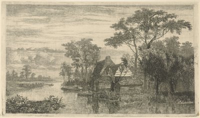 Výhled na řeku s rybáři od Hermanus Jan Hendrik van Rijkelijkhuysen