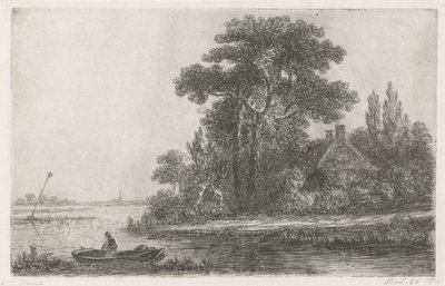 Říční krajina s majákem od Hermanus Jan Hendrik van Rijkelijkhuysen