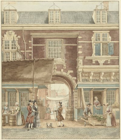Kleine Vispoort na Vijgendamu s výhledem na Vismarkt od Hermanus Petrus Schouten