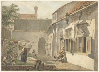 Nádvoří s postavami v Utrechtu od Hermanus van Brussel