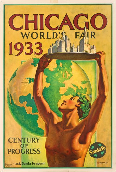 Plakát propagující světovou výstavu v roce 1933 v Chicagu od Hernando Villa