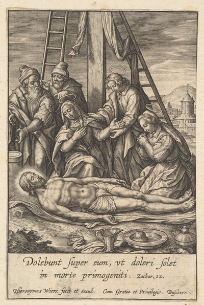 Oplakávání, před rokem 1619. od Hieronymous Wierix