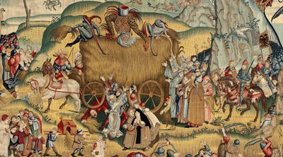 Tapisérie inspirovaná dílem Hieronyma Bosche, kolem roku 1560 (zlato, stříbro, hedvábí a vlna) od Hieronymus (after) Bosch