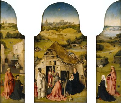 Klanění Tří králů, interiér (sv. Petr s dárcem, Klanění Tří králů, sv. Anežka s dárcem) od Hieronymus Bosch