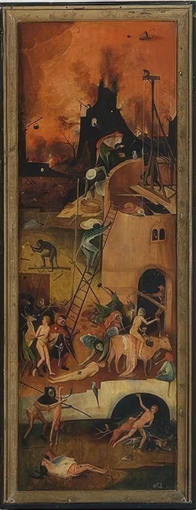 Vozík na seno (triptych). Levý panel. Kolem roku 1515 od Hieronymus Bosch