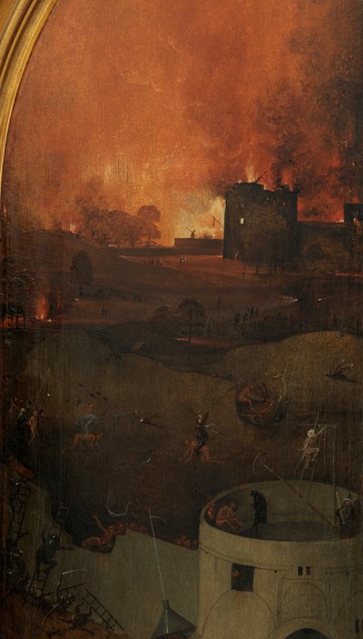 Detail pravého panelu Posledního soudu (olej na panelu) od Hieronymus Bosch