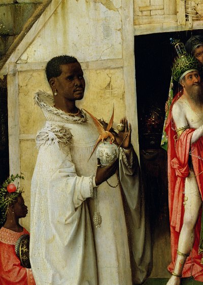 Klanění tří králů: detail krále Baltazara z centrálního panelu triptychu, 1510 od Hieronymus Bosch