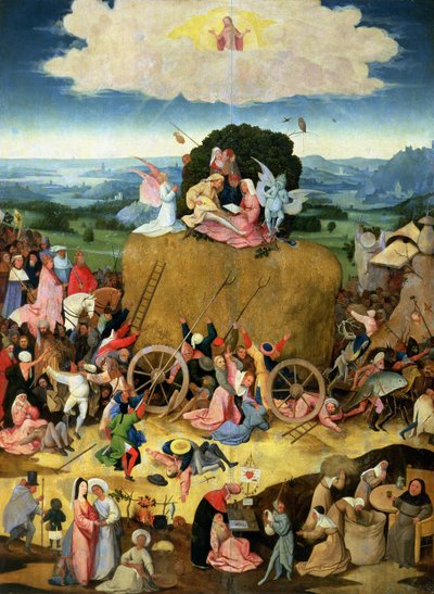 The Haywain: centrální panel triptychu, cca 1500 od Hieronymus Bosch