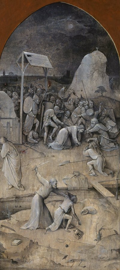 Pokušení svatého Antonína. Triptych, rub: Zajetí Krista, 1500-1501. od Hieronymus Bosch