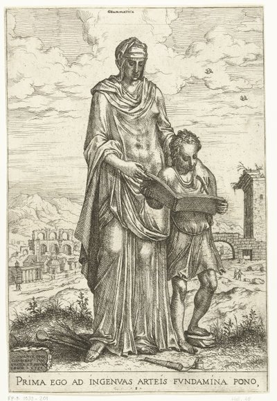 Gramatika (název objektu) Liberální umění a Minerva, Apollo a Industria (název série) od Hieronymus Cock
