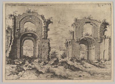 Druhý pohled na Diocletianovy lázně, ze souboru římských ruin, 1550. od Hieronymus Cock