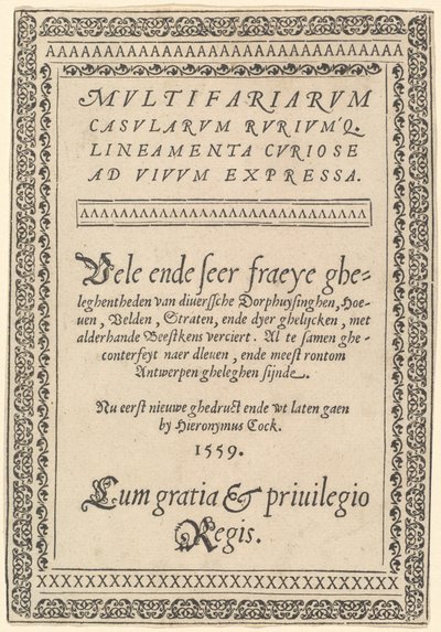 Titulní strana pro "Multifarious Cottages" od Hieronymus Cock