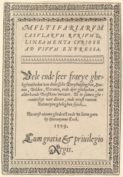 Titulní strana díla „Multifariarum Casularum“ od Hieronymus Cock