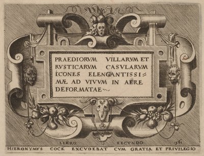 Titulní strana díla „Praediorum Villarum“ od Hieronymus Cock
