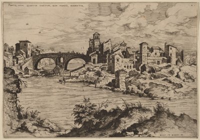 Pohled na most Ponte Quattro Capi a Tiberinský ostrov od Hieronymus Cock