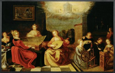 Pět bláznivých a pět moudrých panen (malba na dubovém dřevě) od Hieronymus II Francken