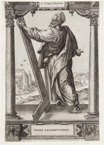 H. Jidáš Tadeáš S. Ivdas Thadevs (titul na objektu) Kristus a dvanáct apoštolů a sv. Pavel (název série) od Hieronymus Wierix