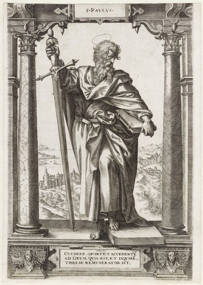 Svatý Pavel z Tarsu S. Pavlvs (titul na objektu) Kristus a dvanáct apoštolů a sv. Pavel (název série) od Hieronymus Wierix