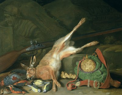 Zátiší zajíce s loveckým vybavením (pár viz 93439) od Hieronymus the Elder Galle