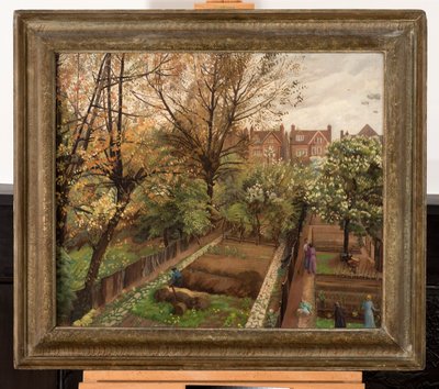 Wartime Garden, Finchley Road, Hampstead (olej na plátně) od Hilda Carline