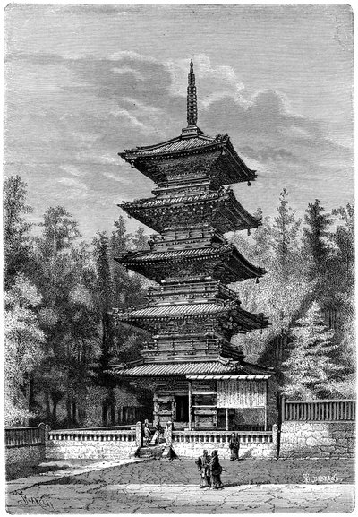 Buddhistický chrám, Nikko, Japonsko, 1895. od Hildibrand