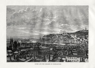Lyon a výšiny Croix-Rousse, Francie, 1879 od Hildibrand