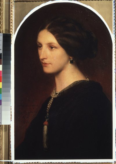""Portrét hraběnky Sophie Shuvaloff (Shuvalov nebo Shuvalova)"" Portrét mladé aristokratky s perlovým náhrdelníkem na krku. Obraz Paul Hippolyte Delaroche (1797-1856) 1853 Moskva, Puškinovo muzeum výtvarných umění od Hippolyte Delaroche
