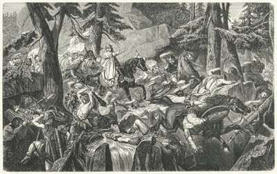 Karel Veliký překračující Alpy, 773 (rytina) od Hippolyte Delaroche