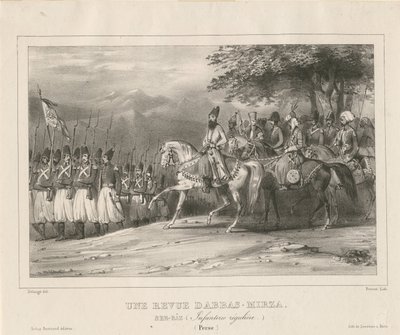 Princ, polní maršál Abbas Mirza 1789-1833 inspekce pěšího pluku, 1835 od Hippolyte Bellange
