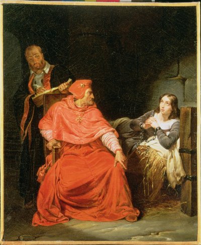 Johanka z Arku (1412-31) vyslýchána kardinálem z Winchesteru, kolem roku 1824 od Hippolyte Delaroche