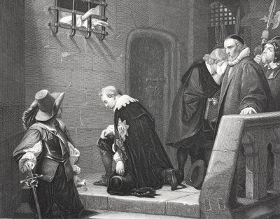 Lord Strafford na cestě k popravě, vyryl A.H. Payne od Hippolyte Delaroche