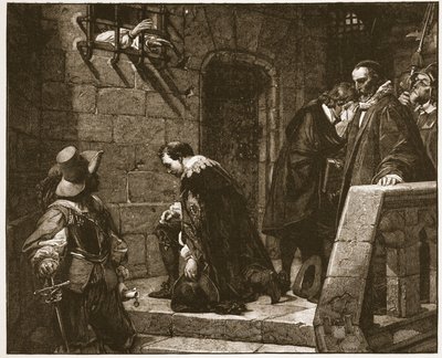 Lord Strafford na cestě k popravě, ilustrace z 